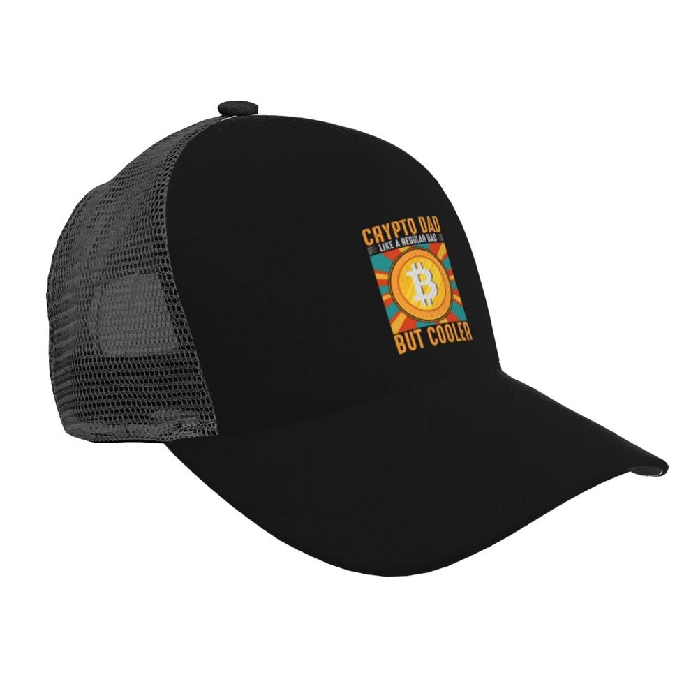 MULIHU Crypto Dad Like A Regular Dad But Cooler Bitcoin BTC Baseball Cap for Women Mens Mesh-Back Cap Golf Hat Dad Caps Trucker Hats Adjustable Breathable Baseball Caps
