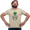 XXX-Large Sand Mens Alien Wearing Believe in Humans Tee Funny UFO T-Shirt view 1