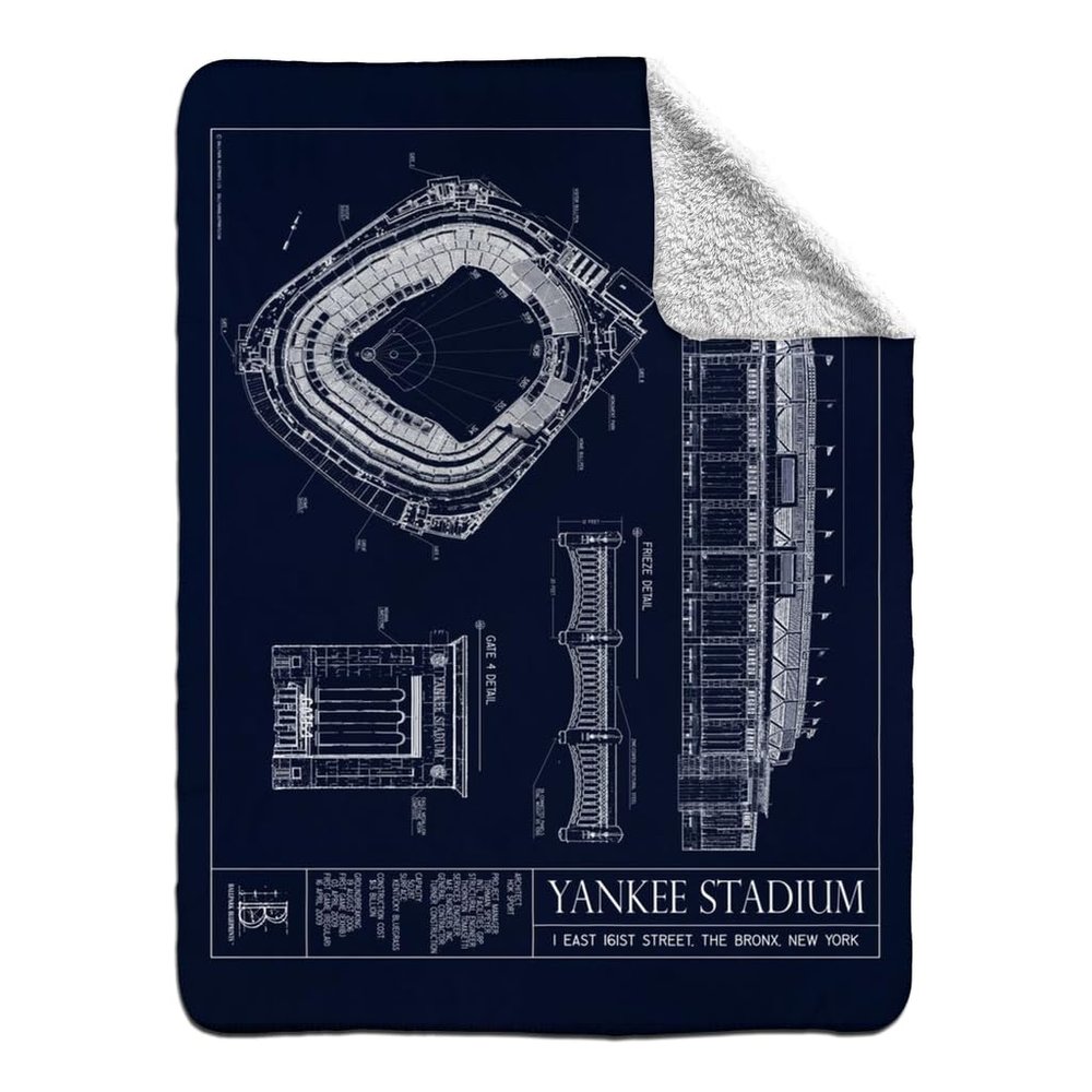 Ballpark Blueprints Yankee Stadium Fleece Sports Blanket (60x80)