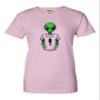 XX-Large Pink Women Alien Wearing Believe in Humans Tee Funny UFO T-Shirt view 3