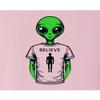 XX-Large Pink Women Alien Wearing Believe in Humans Tee Funny UFO T-Shirt view 4