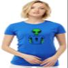 X-Large Royal Women Alien Wearing Believe in Humans Tee Funny UFO Deluxe Soft T-Shirt view 1