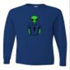 3X-Large Royal Mens Alien Wearing Believe in Humans Tee Funny UFO Long Sleeve T-Shirt view 1
