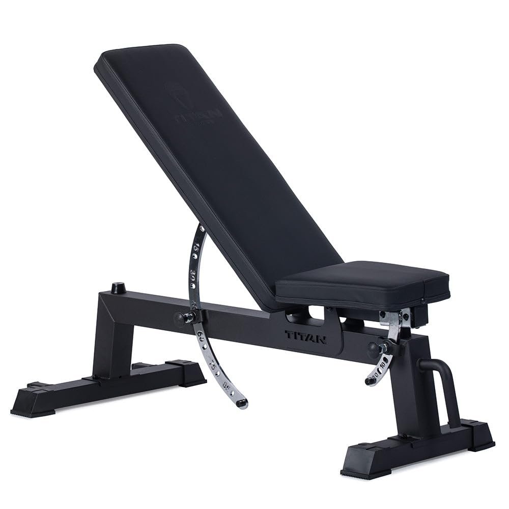 Titan Fitness Performance Series Adjustable Bench, Supports 650 LB Incline, Black Finish, Versatile Utility Bench for Home Gym Weightlifting, Strength Training, Flat, Incline, Upright Positions