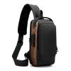 LICAOLET Chest PocketMen's Backpack Rechargeable Backpack Waterproof Crossbody Chest Bag, Dark Blue and Gold view 2