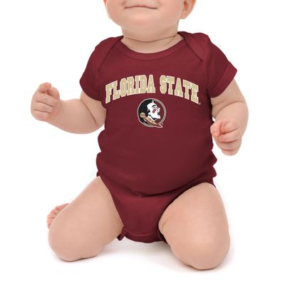 Little King NCAA Infant Romper-Arch Team Logo-100% Soft Cotton-Florida State-Garnet-12 Months