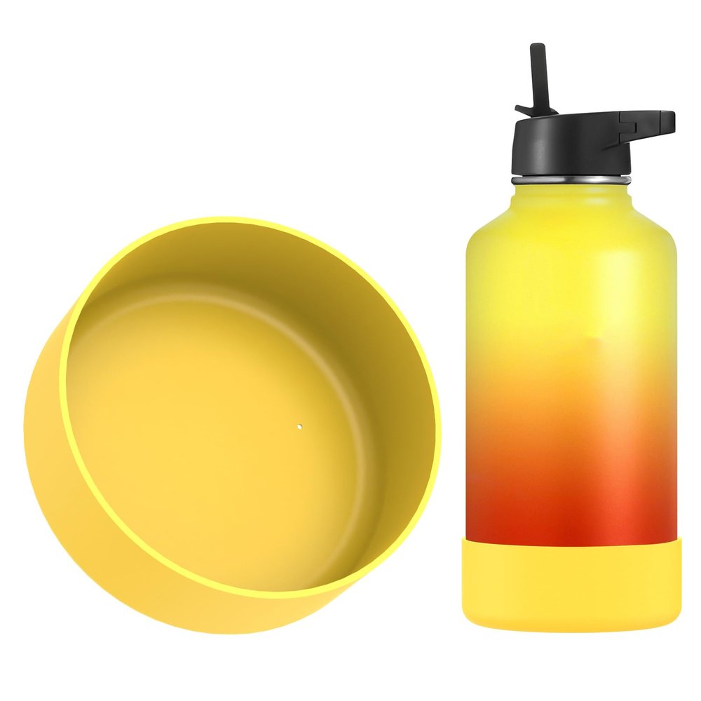 Linkidea Water Bottle Boot Compatible with IRON FLASK Wide Mouth/Narrow Mouth 64oz, Silicone Bottle Bottom Sleeve Cover Protector, Bottle Bumper (Yellow), CPS-029-08