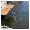 4 Step Folding Stainless Upper Platform Pontoon Ladder, Telescoping Rear Entry Boat Ladder with Inboard Handrail, for Dock/Swim Pool/Marine view 1