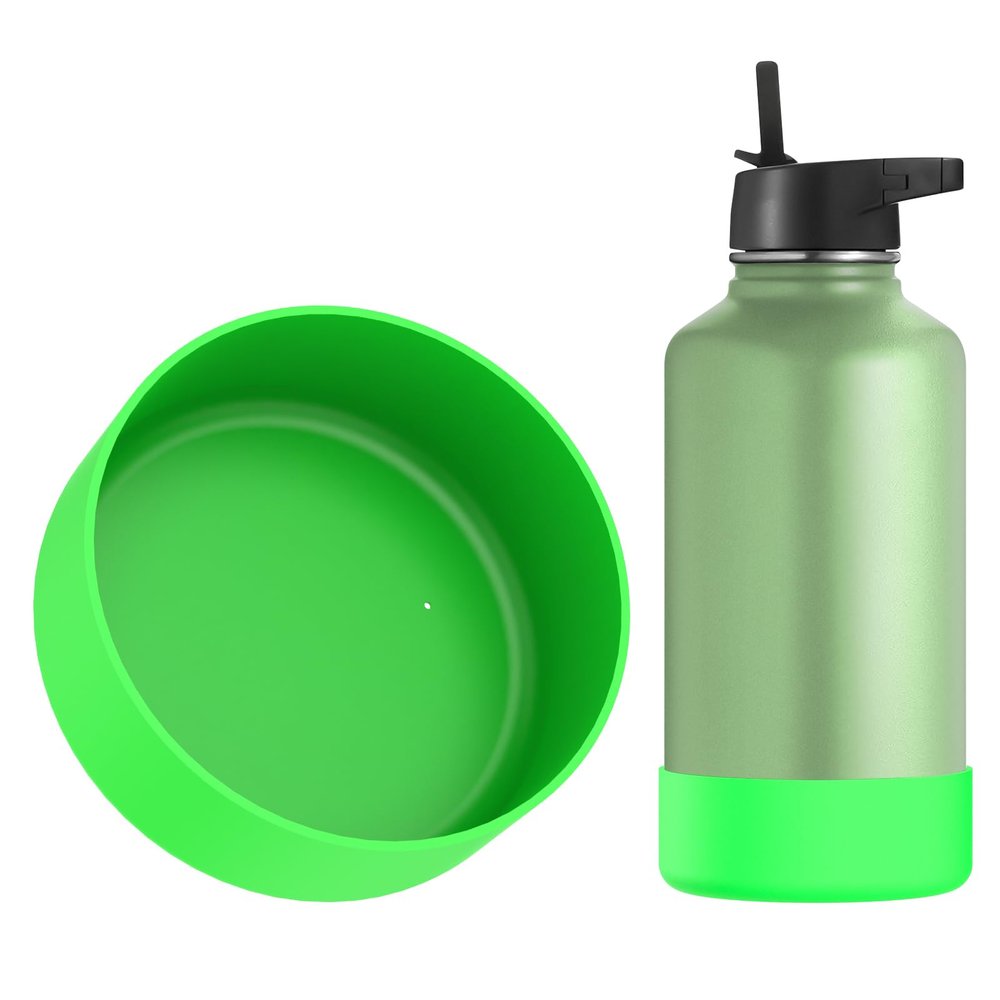 Linkidea Water Bottle Boot Compatible with Iron Flask Wide Mouth/Narrow Mouth 64oz, Silicone Bottle Bottom Sleeve Cover Protector, Bottle Bumper (Green), CPS-029-09