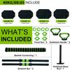 Adjustable Dumbbell Set, 4 in 1 Adjustable Kettlebell Set,44lbs/66lbs/88lbs Weight Set Used as Kettlebells, Barbell, Push up Stand for Home Gym,Green and Black,Octagon Head view 2
