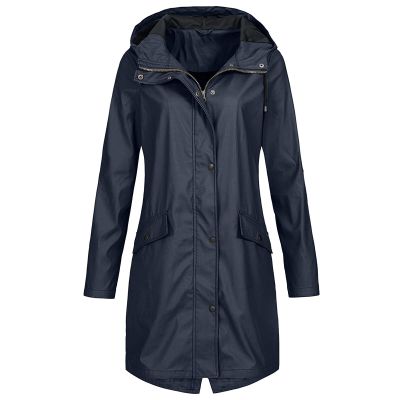 Womens Rain Jacket Waterproof Outdoor Rain Coats Lightweight Active Raincoat Windbreaker Long Hooded Trench Coat