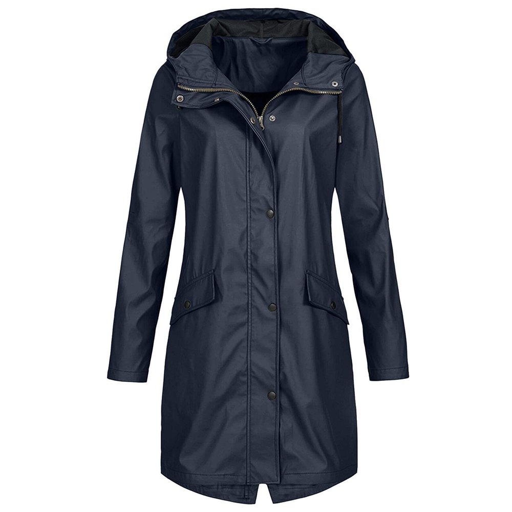 Womens Rain Jacket Waterproof Outdoor Rain Coats Lightweight Active Raincoat Windbreaker Long Hooded Trench Coat