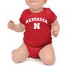 Little King NCAA Infant Romper-Arch Team Logo-100% Soft Cotton-Nebraska-Red-12 Months