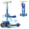 3 Wheel Scooter for Kids - Foldable & Unbreakable, 2-in-1 Kick Scooter with Music and Lights, Adjustable Height, Wide Deck, Flashing Wheel Lights, Easy for Beginner Toddlers Aged 3-8 view 1