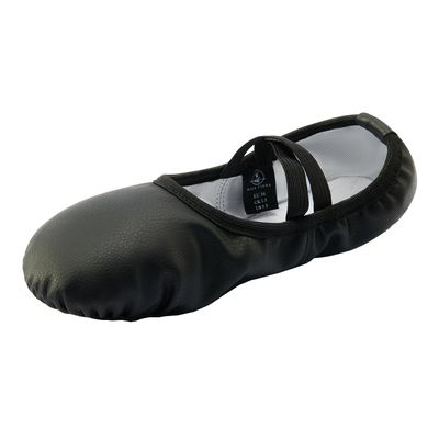 missfiona PU Leather Ballet Shoes Women Belly Slippers Dance Shoes Adult Split-Sole Gymnastics Flat(5, Black)