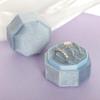 Gvhntk Velvet 3 Slots Jewelry Ring Box Vintage Octagon Ring Display Holder Gift Premium Gorgeous Case with Detachable Lid for Wedding Engagement Proposal Keepsake Ceremony (Blue) view 3