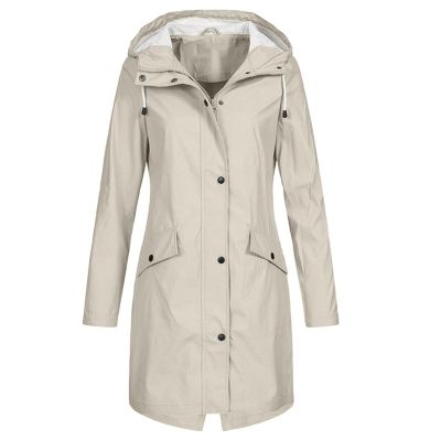 Womens Rain Jacket Waterproof Outdoor Rain Coats Lightweight Active Raincoat Windbreaker Long Hooded Trench Coat