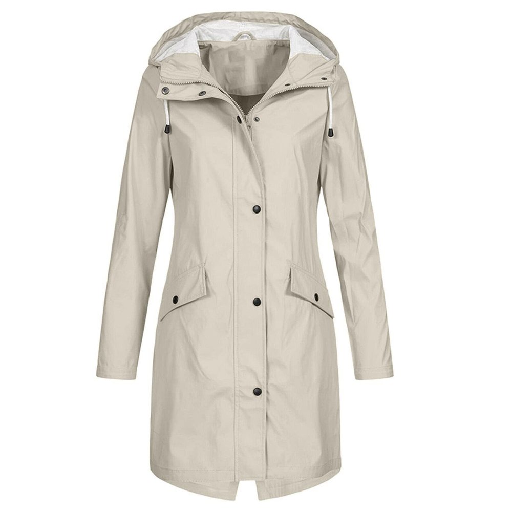 Womens Rain Jacket Waterproof Outdoor Rain Coats Lightweight Active Raincoat Windbreaker Long Hooded Trench Coat