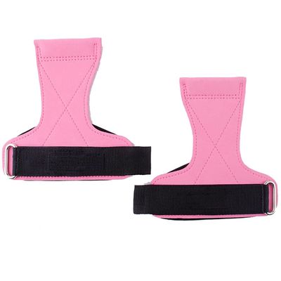 XSCQ Power Belt Deadlift Fitness Gloves, Pull-up Grip Wrist Support, Horizontal Bar Non-Slip Auxiliary Belt Men's and Women's Leather Palm Guard(Pink)