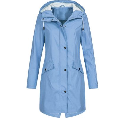 Womens Rain Jacket Waterproof Outdoor Rain Coats Lightweight Active Raincoat Windbreaker Long Hooded Trench Coat