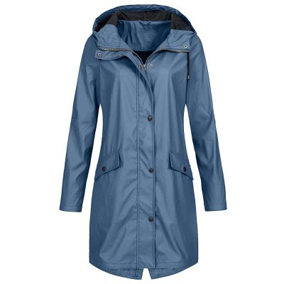 Womens Rain Jacket Waterproof Outdoor Rain Coats Lightweight Active Raincoat Windbreaker Long Hooded Trench Coat