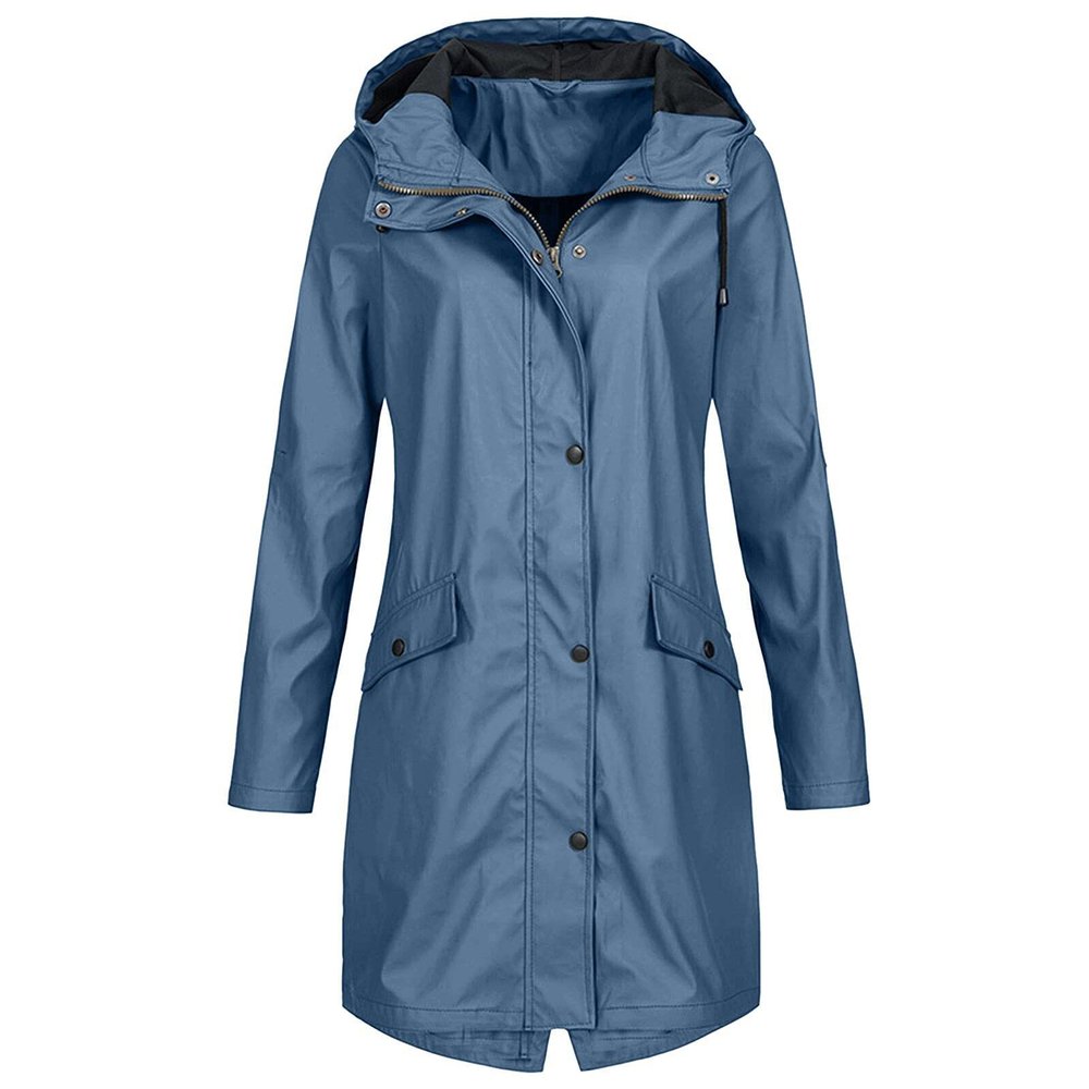 Womens Rain Jacket Waterproof Outdoor Rain Coats Lightweight Active Raincoat Windbreaker Long Hooded Trench Coat