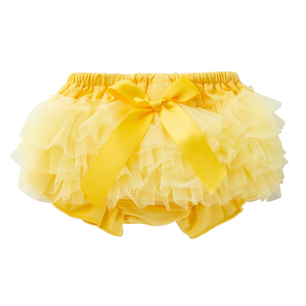NineFit Basics Youth Soccer Wear Newborn Infant Baby Girls Boys Bow Tie Solid Spring Summer Shorts PP Pants (Yellow, 6-12 Months)