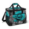 Cooler Bag Insulated Lunch Bag with Side Pocket Teal Grey Rose Large Grocery Bag Reusable Lunch Box for Camping Beach view 1