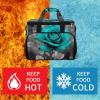 Cooler Bag Insulated Lunch Bag with Side Pocket Teal Grey Rose Large Grocery Bag Reusable Lunch Box for Camping Beach view 3