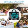 Cooler Bag Insulated Lunch Bag with Side Pocket Teal Grey Rose Large Grocery Bag Reusable Lunch Box for Camping Beach view 4
