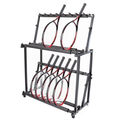 ELUKHT Double-Layered Badminton Racket Storage Organizer Large Capacity, Metal Multifunctional Display Stand for Violins/Guitars/Billiard Cues, Adjustable Height