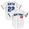 TIFIYA New York SOTO 22 Stripes Baseball Jersey NY Short Sleeve Button Shirts for Young Men Women T261-White-XXL view 1