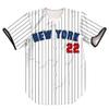 TIFIYA New York SOTO 22 Stripes Baseball Jersey NY Short Sleeve Button Shirts for Young Men Women T261-White-XXL view 2