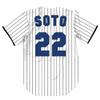 TIFIYA New York SOTO 22 Stripes Baseball Jersey NY Short Sleeve Button Shirts for Young Men Women T261-White-XXL view 3