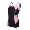 Moily Kids Girls Boyleg One Piece Athletic Swimsuit Sports Training Competition Swimwear for Surfing Diving Swimming Black&Pink 13-14 Years view 2