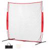 VEVOR Barricade Backstop Net, 7x7 ft Ball Sports Barrier Netting, Portable Practice Equipment with Carry Bag, Protection Screen for Baseball Softball Lacrosse Soccer Hockey Training, for Backyard view 1