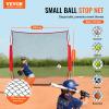 VEVOR Barricade Backstop Net, 7x7 ft Ball Sports Barrier Netting, Portable Practice Equipment with Carry Bag, Protection Screen for Baseball Softball Lacrosse Soccer Hockey Training, for Backyard view 2