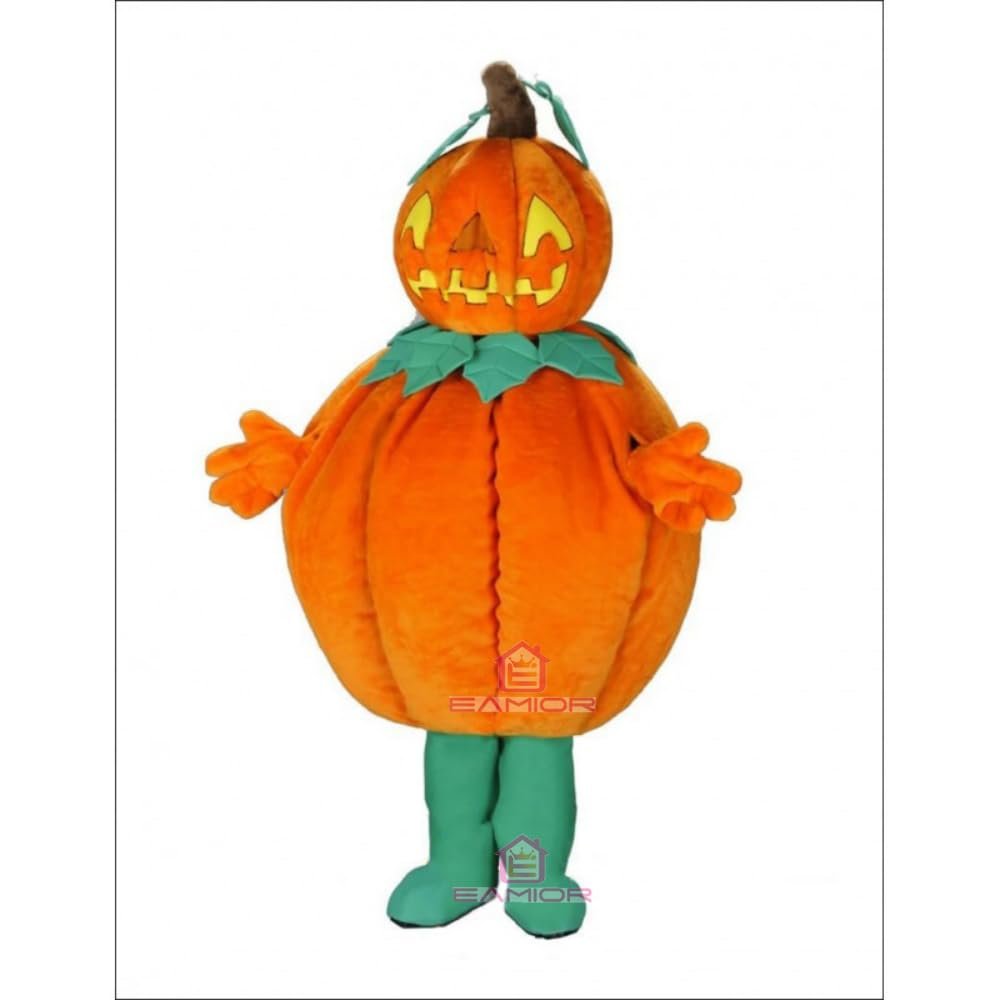 Pumpkin Mascot Costume Adult Size for Men & Women with Built-in Fan Inside the Head