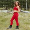 YUDSUD High Waisted Leggings for Women - Tummy Control Yoga Pants for Workout Running Athletic Women's Leggings Plus Size Dark Red view 3