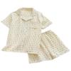codcm Womens Cute Pajama Set Short Sleeve Button Up Shirt and Shorts 2 Piece Cotton Pj Sets(Beige02,Small) view 1