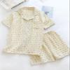 codcm Womens Cute Pajama Set Short Sleeve Button Up Shirt and Shorts 2 Piece Cotton Pj Sets(Beige02,Small) view 2