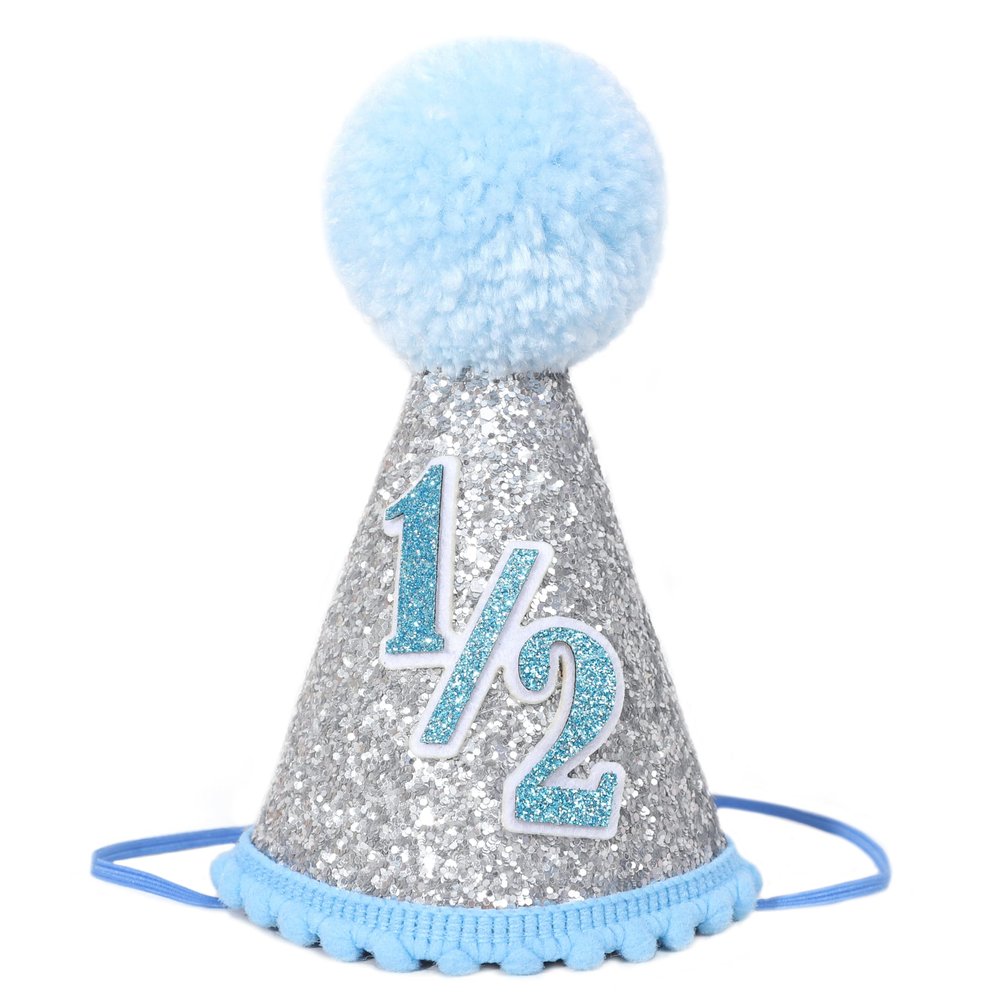TERJIO Half Birthday Hat for Baby - 1/2 Birthday Crown Hat,Baby Photo Prop for 6/Six Month.