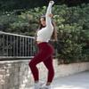 YUDSUD High Waisted Leggings for Women - Tummy Control Yoga Pants for Workout Running Athletic Women's Leggings Plus Size Burgundy view 3