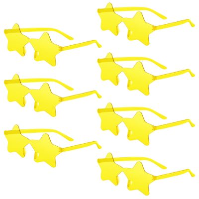PLULON 15 Pairs Star Sunglasses Rimless Star Shape Sunglasses, Star Glasses Bulk Bachelorette Party Favors for Birthday Beach Kids Adult - Light Yellow