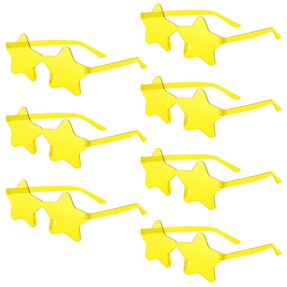 PLULON 15 Pairs Star Sunglasses Rimless Star Shape Sunglasses, Star Glasses Bulk Bachelorette Party Favors for Birthday Beach Kids Adult - Light Yellow