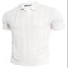 PJ PAUL JONES Polo Shirts for Men Breathable V Neck Kniting Shirts for Summer Spring Ivory White view 4