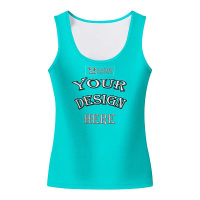 NineFit Basics Custom Tank Tops for Woman Personalized Tank Tops with Logo Name Photo Design Your Own Printed Scoop Neck Customized Sleeveless Shirt Cyan Small