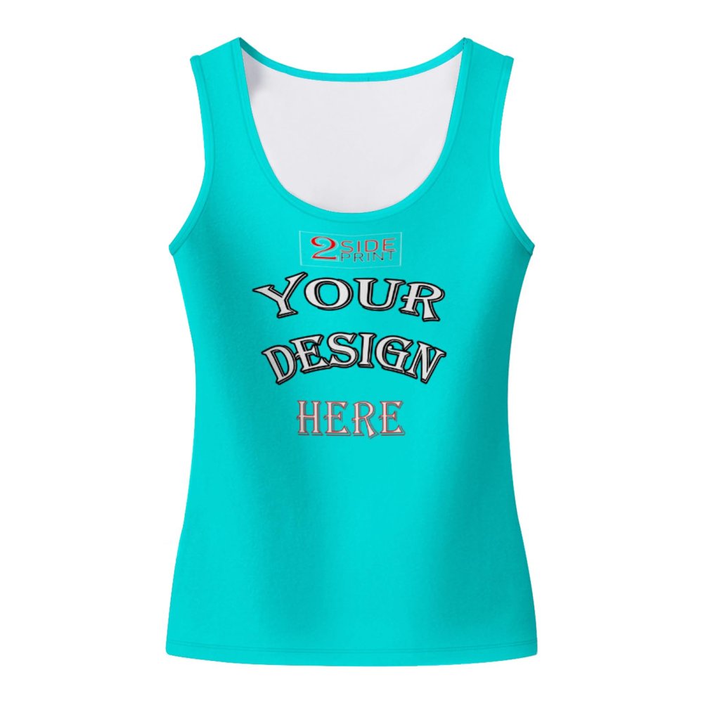 NineFit Basics Custom Tank Tops for Woman Personalized Tank Tops with Logo Name Photo Design Your Own Printed Scoop Neck Customized Sleeveless Shirt Cyan Small