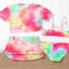 Hedmy Girl 4 Pieces Bikini Swimsuit with Swim Skirt Short Sleeve Crop Shirts with Tank Top Briefs Cover Up Set Red 10-11 Years view 3