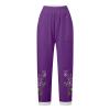 to Lightening Women's Summer Casual Linen Pants Velvet Pants for Women High Waist Yoga Pants Cargo Pants Plus Size Women to Purple 3X-Large view 2
